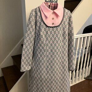 Vintage Grey, Pink, and White MOD Dress